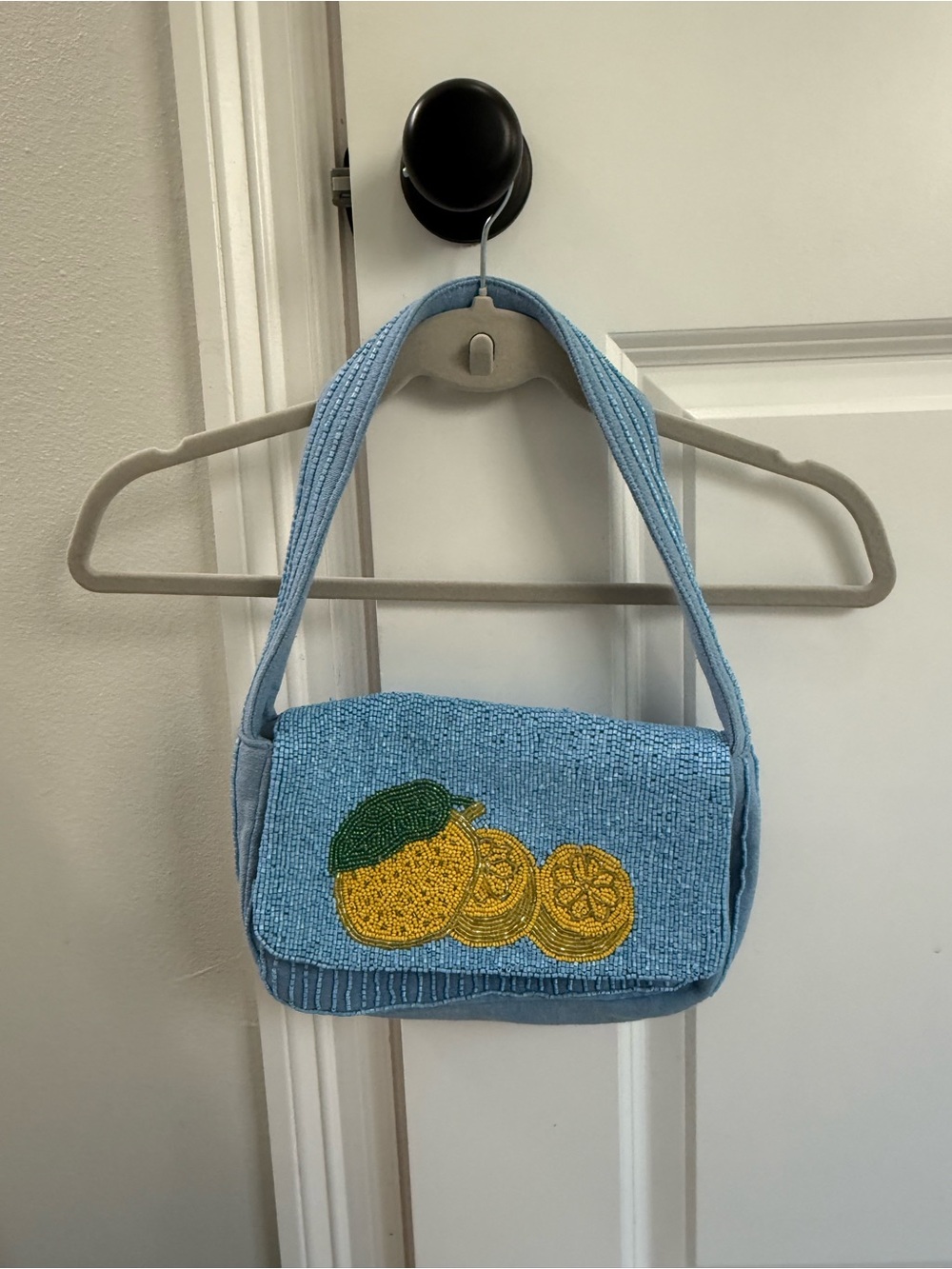 Light Blue Women's Shoulder Bag - Minimal Canvas Tote